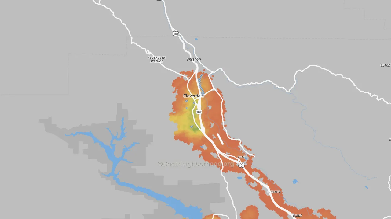 Bike Grade map of 95425, CA
