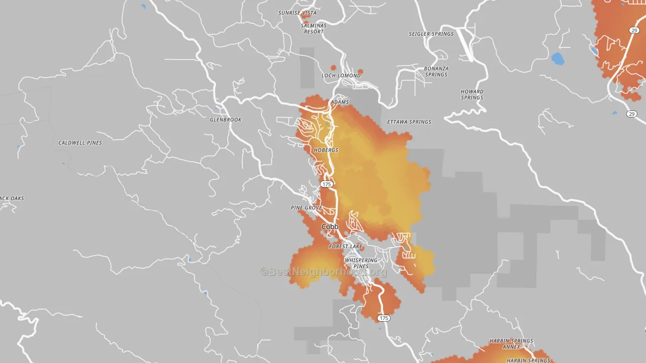 Bike Grade map of 95426, CA