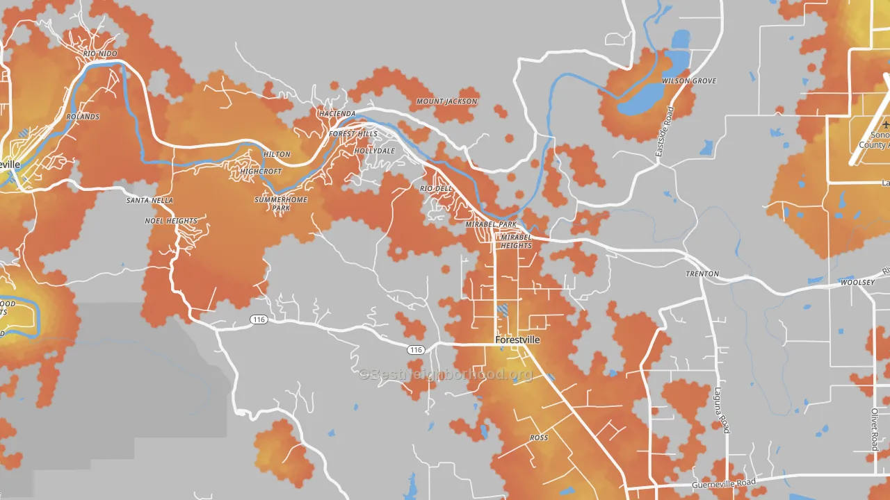 Bike Grade map of 95436, CA