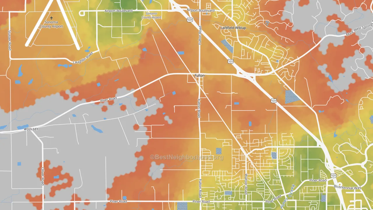 Bike Grade map of 95439, CA