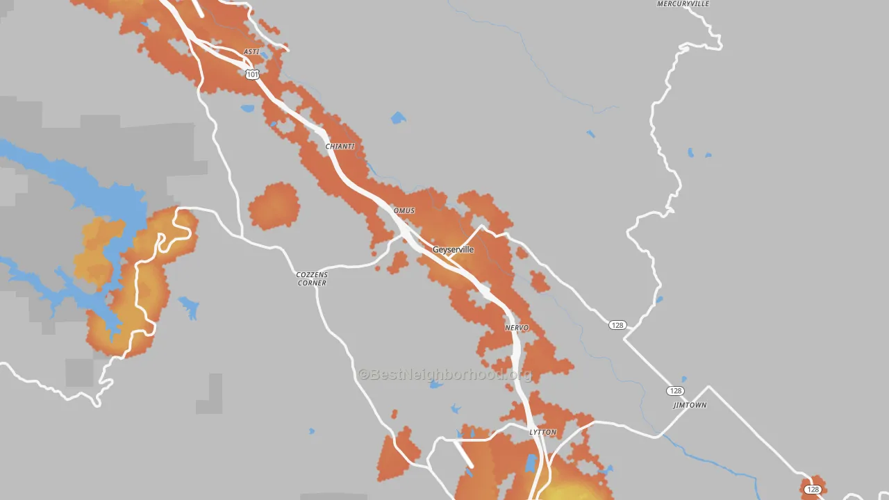Bike Grade map of 95441, CA