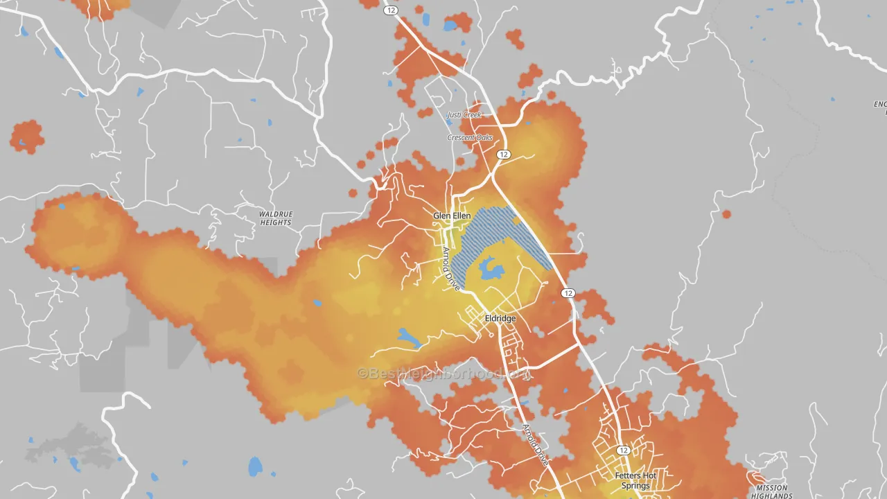 Bike Grade map of 95442, CA