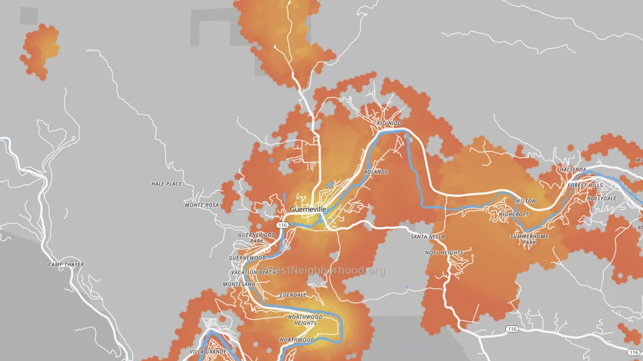 Bike Grade map of 95446, CA