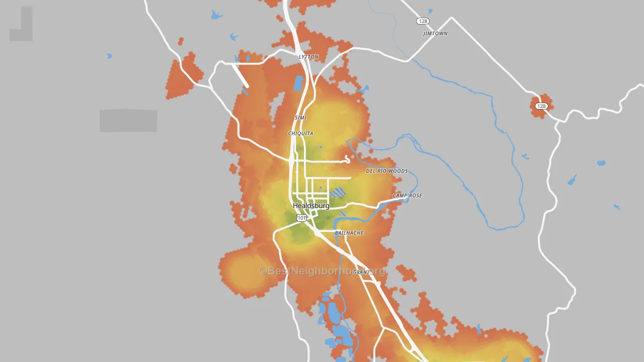 Bike Grade map of 95448, CA