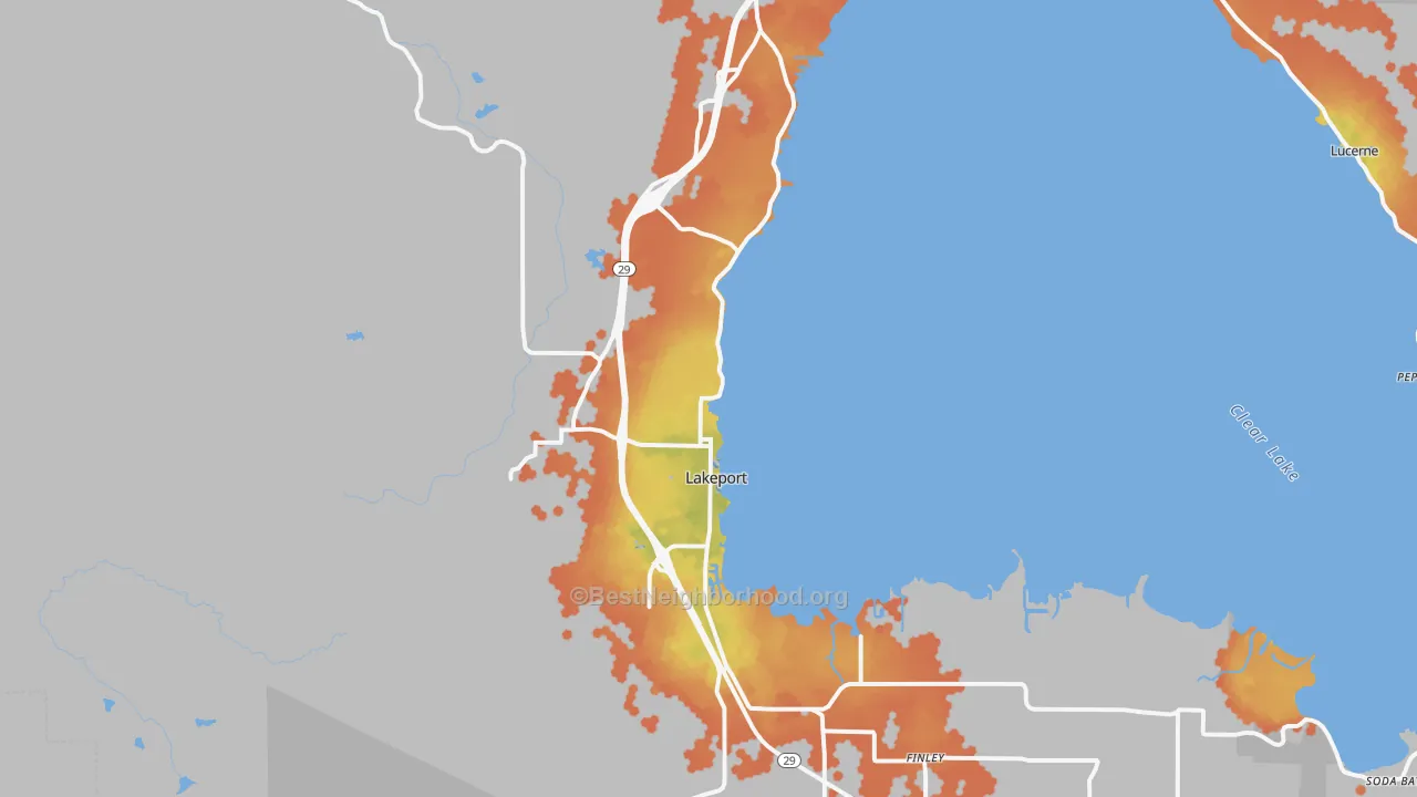 Bike Grade map of 95453, CA