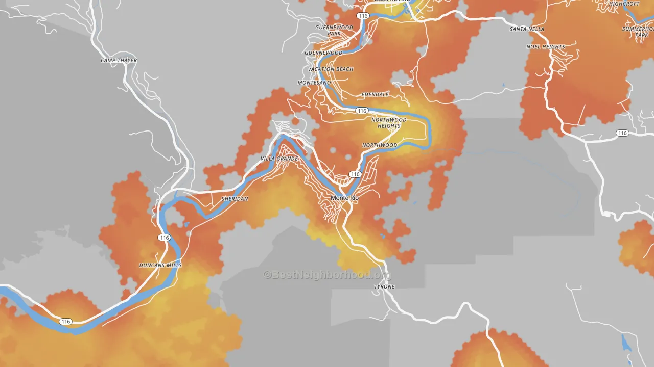 Bike Grade map of 95462, CA