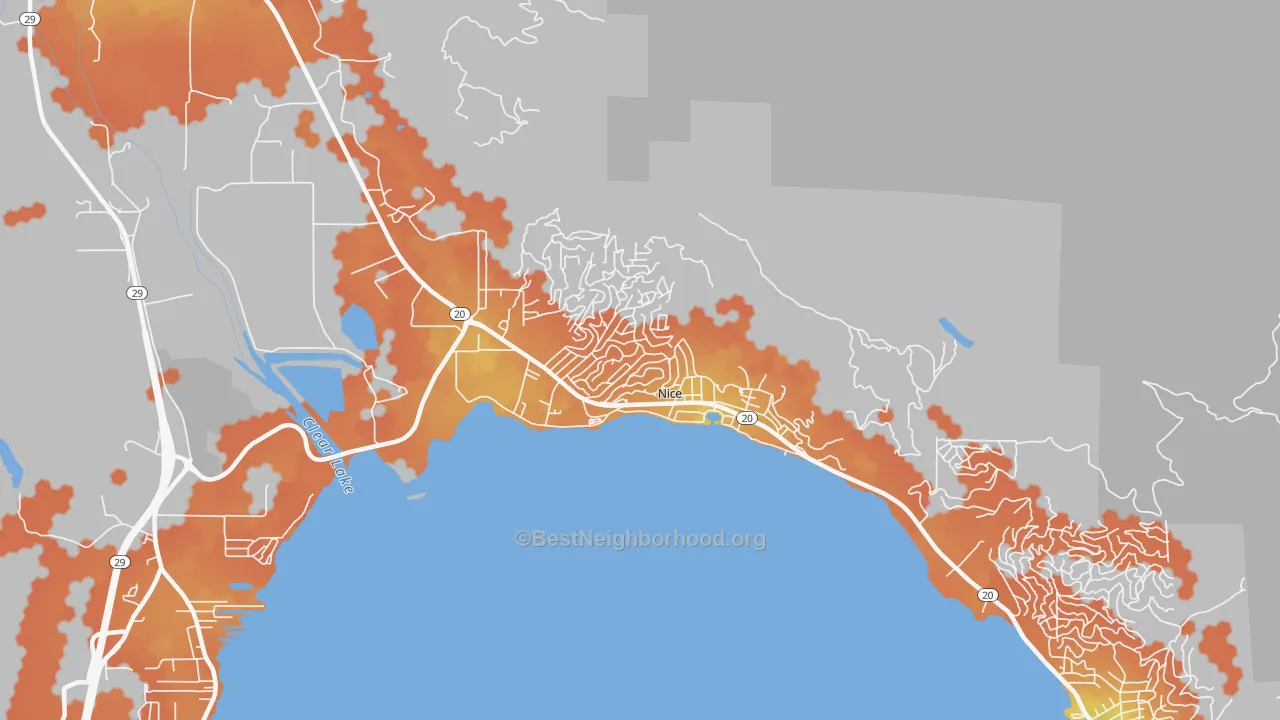 Bike Grade map of 95464, CA