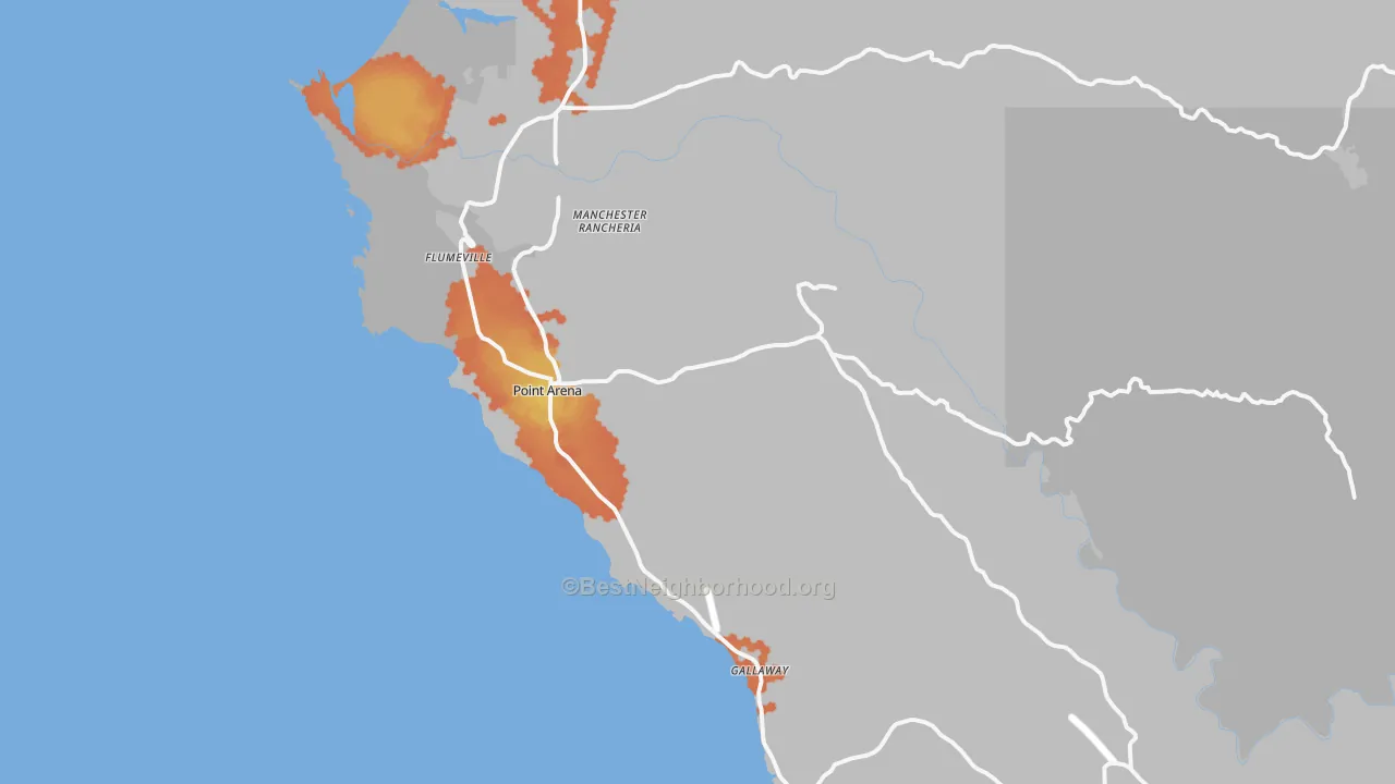 Bike Grade map of 95468, CA