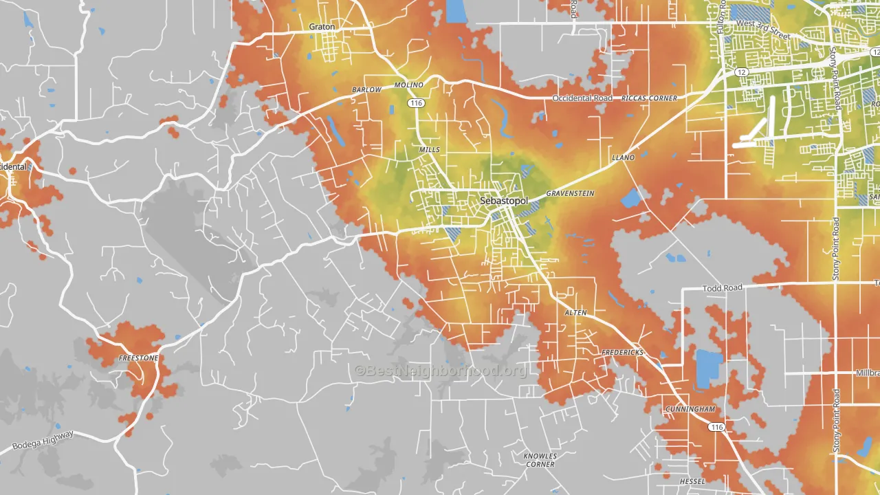 Bike Grade map of 95472, CA