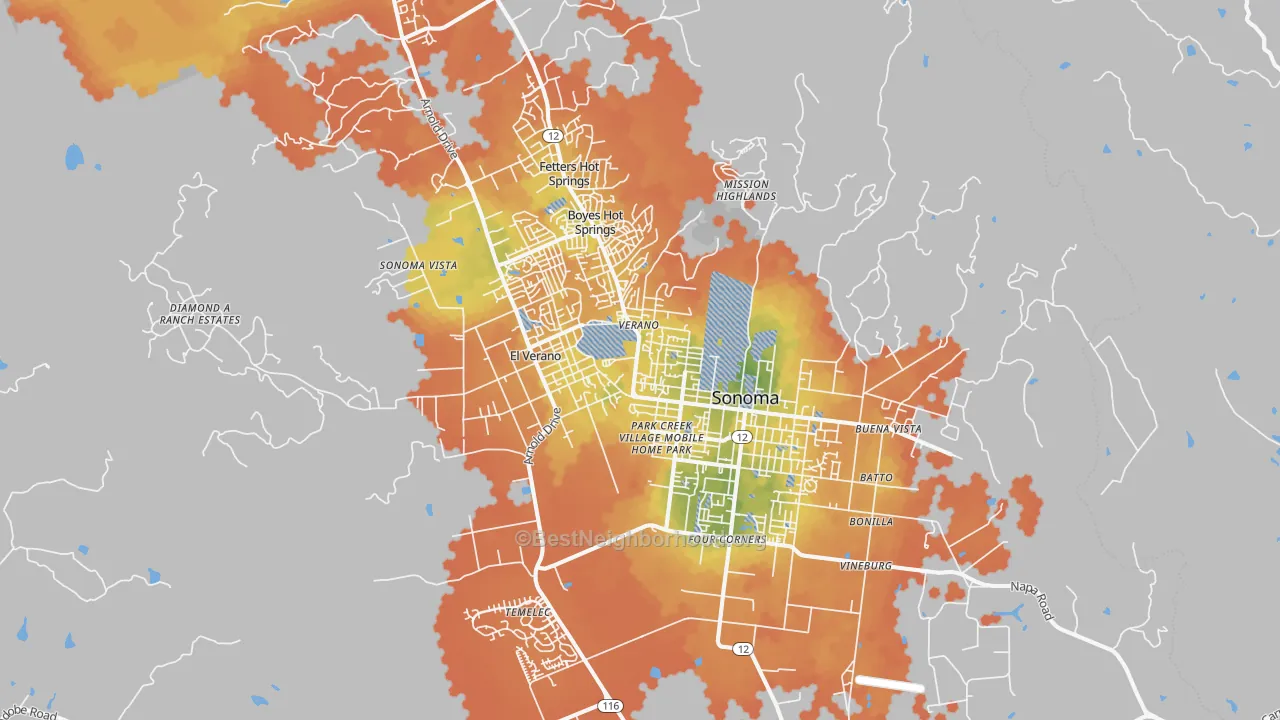 Bike Grade map of 95476, CA