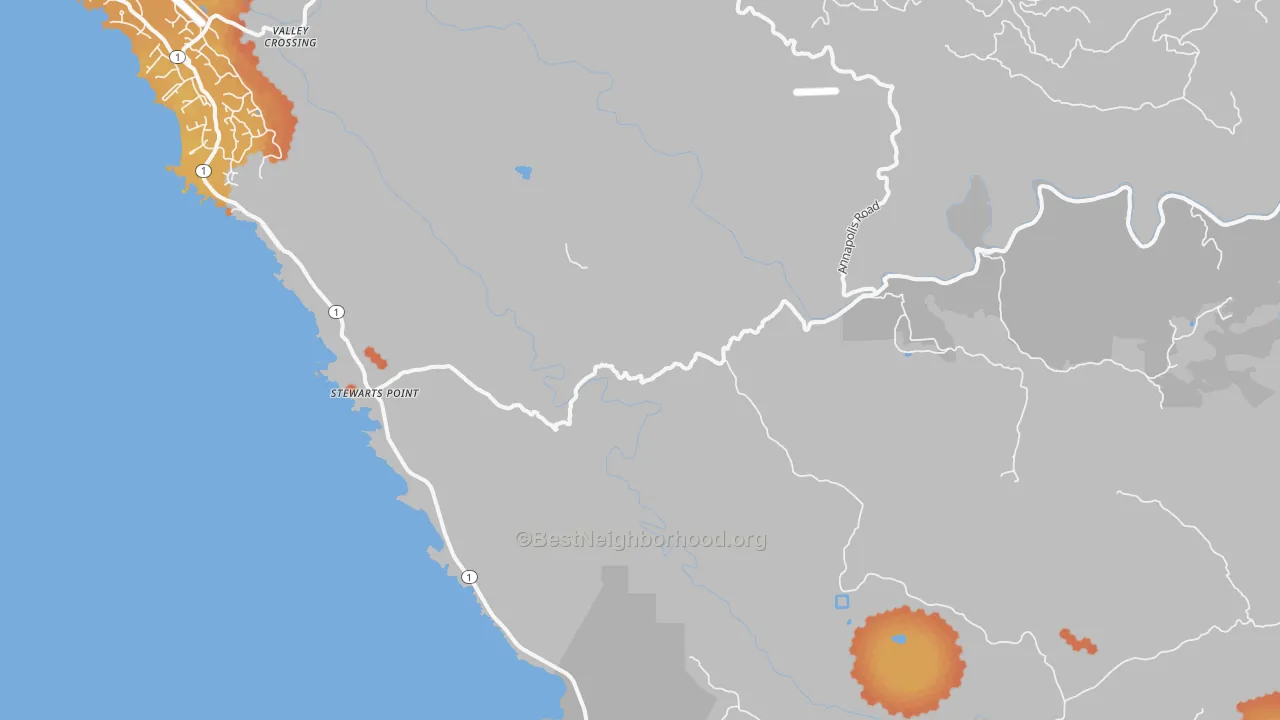 Bike Grade map of 95480, CA