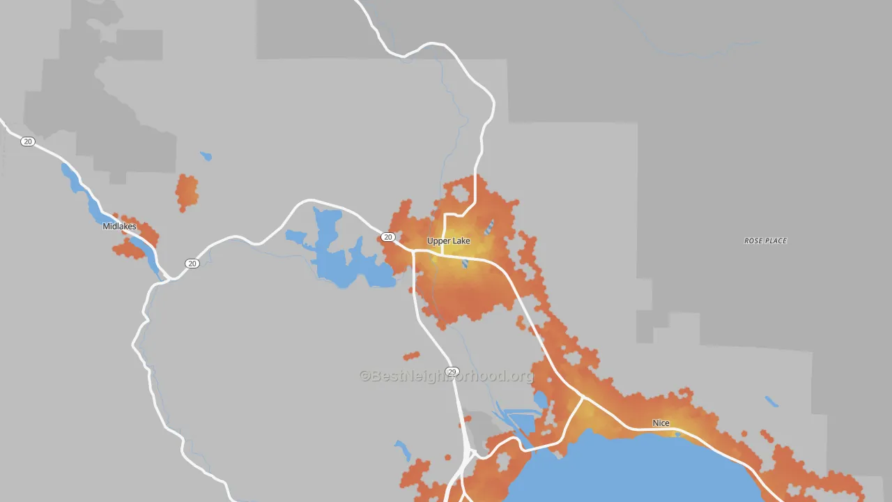 Bike Grade map of 95485, CA