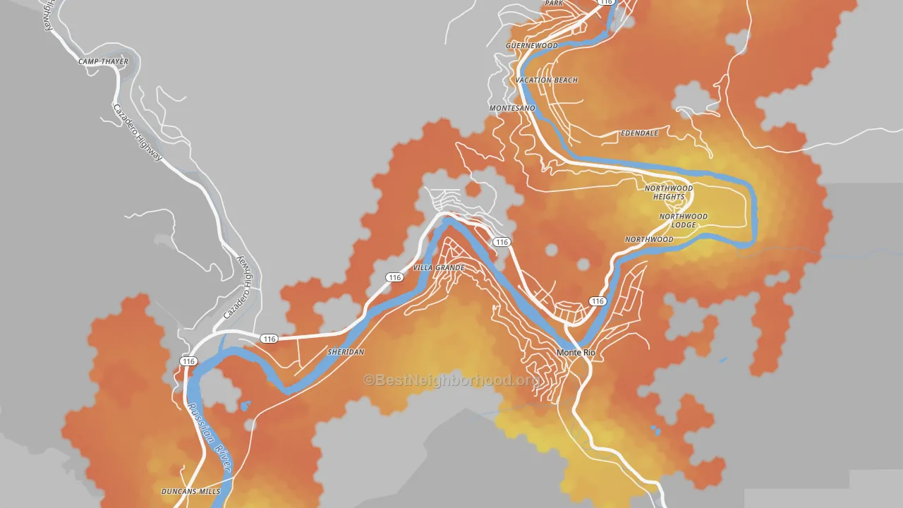 Bike Grade map of 95486, CA