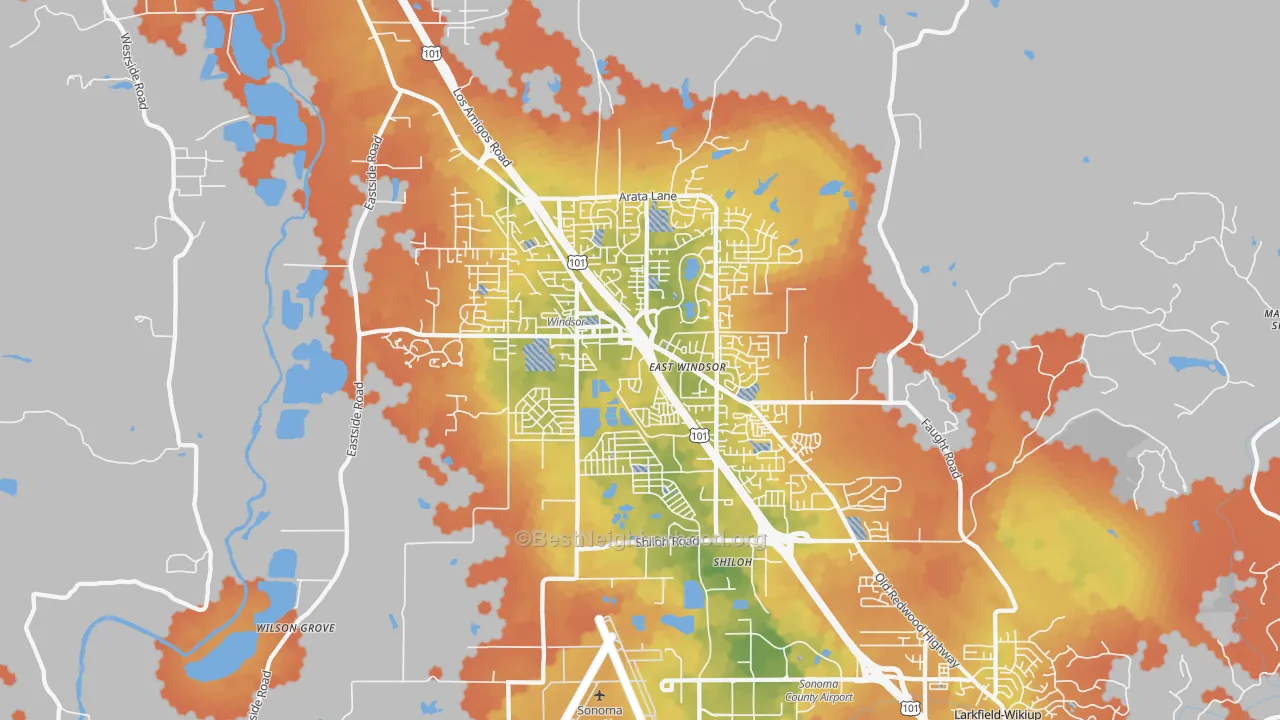Bike Grade map of 95492, CA