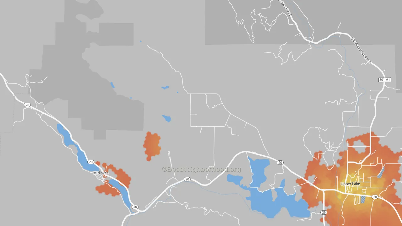 Bike Grade map of 95493, CA