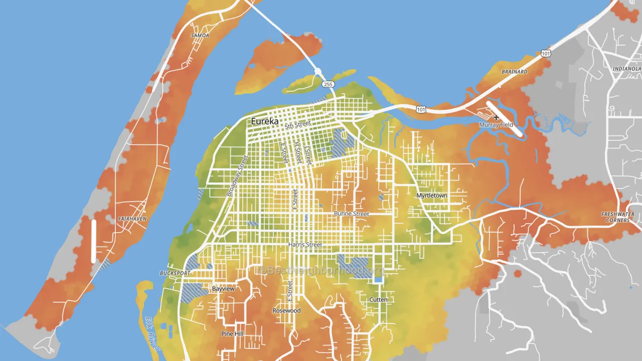 Bike Grade map of 95501, CA