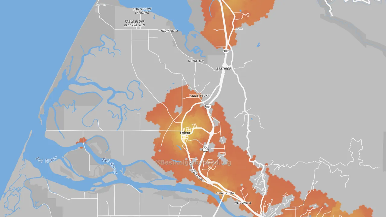 Bike Grade map of 95551, CA