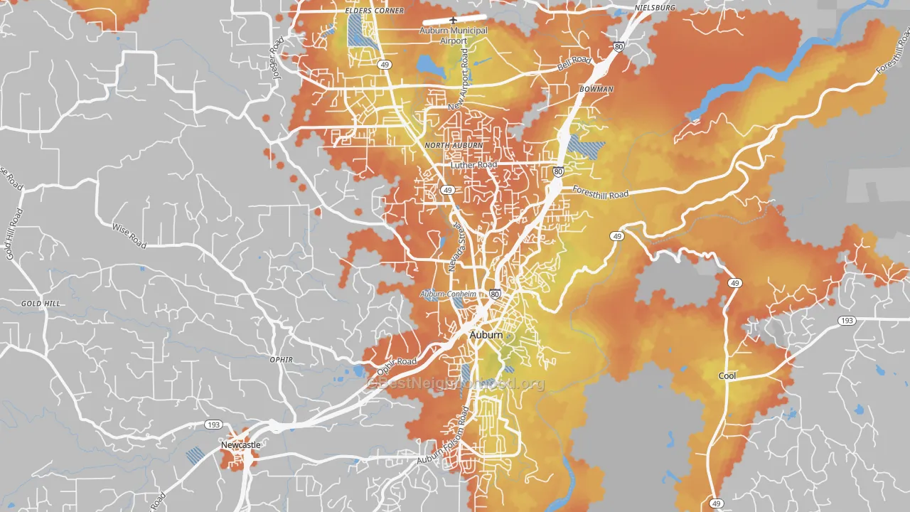 Bike Grade map of 95603, CA