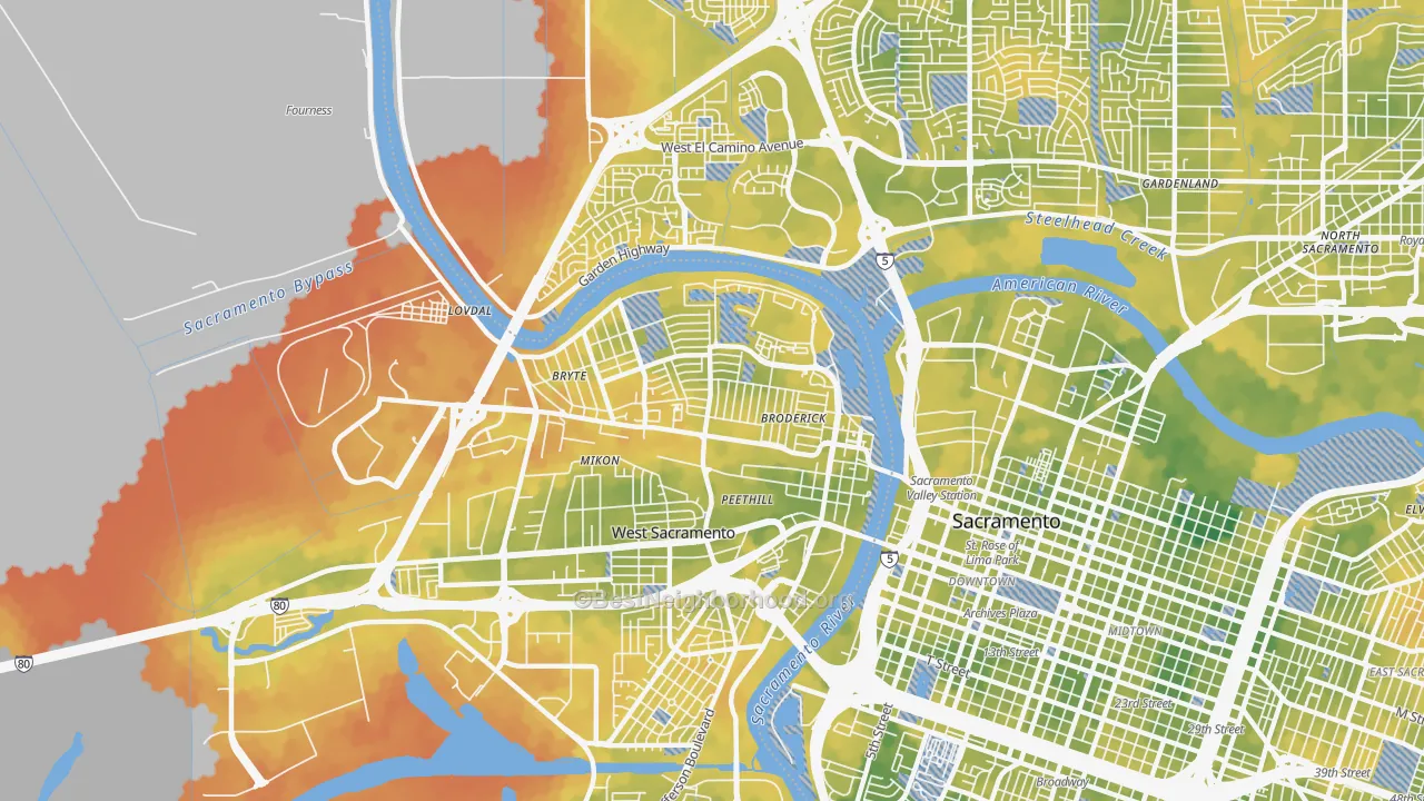 Bike Grade map of 95605, CA