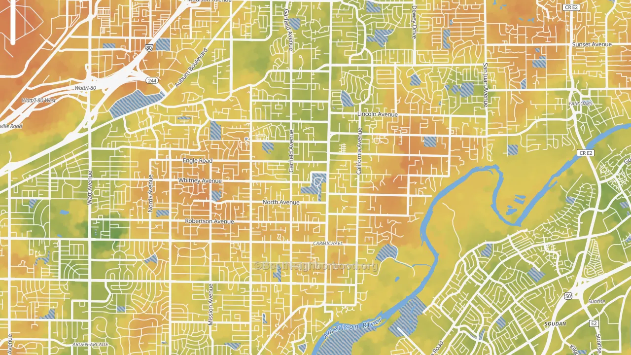 Bike Grade map of 95608, CA