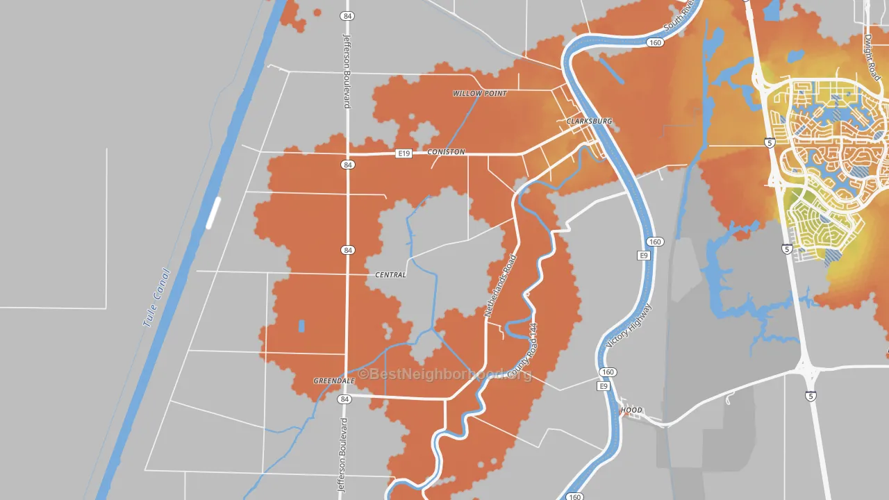 Bike Grade map of 95612, CA