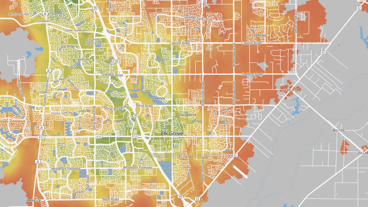 Bike Grade map of 95624, CA