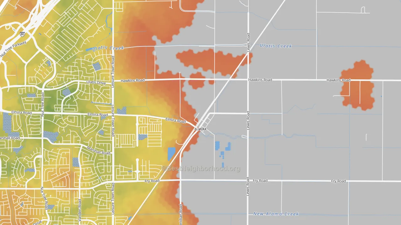Bike Grade map of 95625, CA