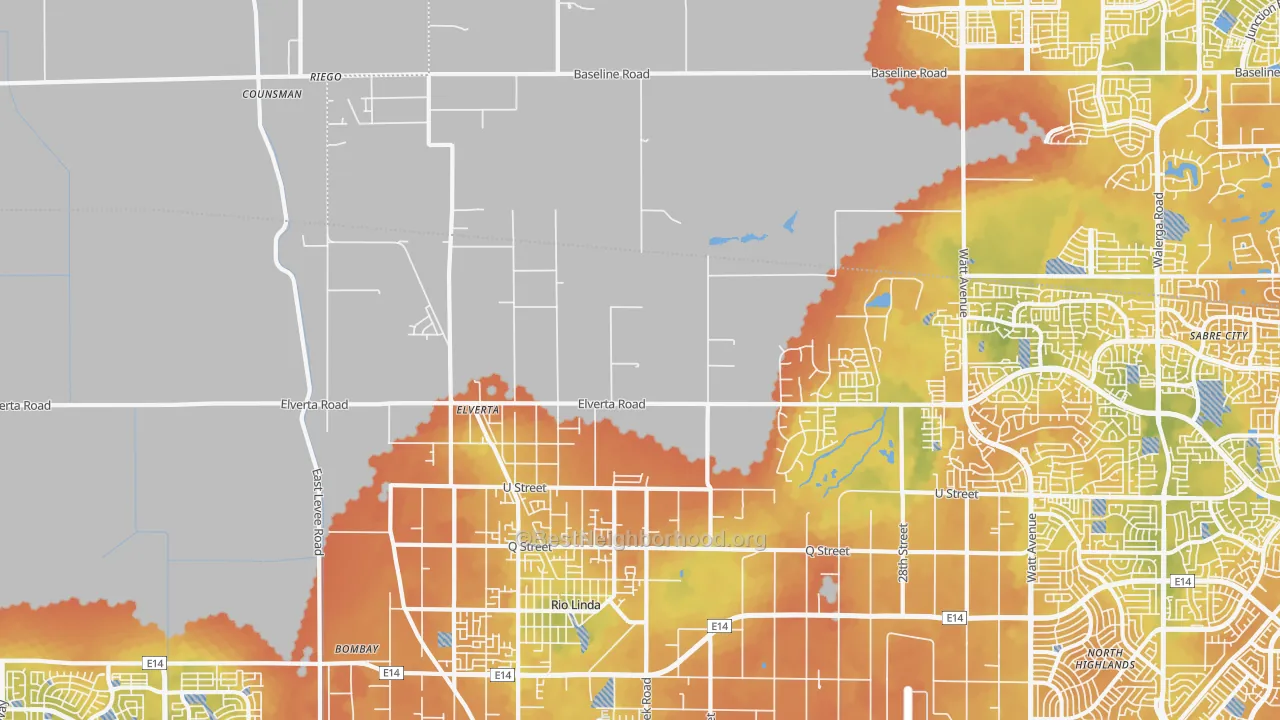 Bike Grade map of 95626, CA
