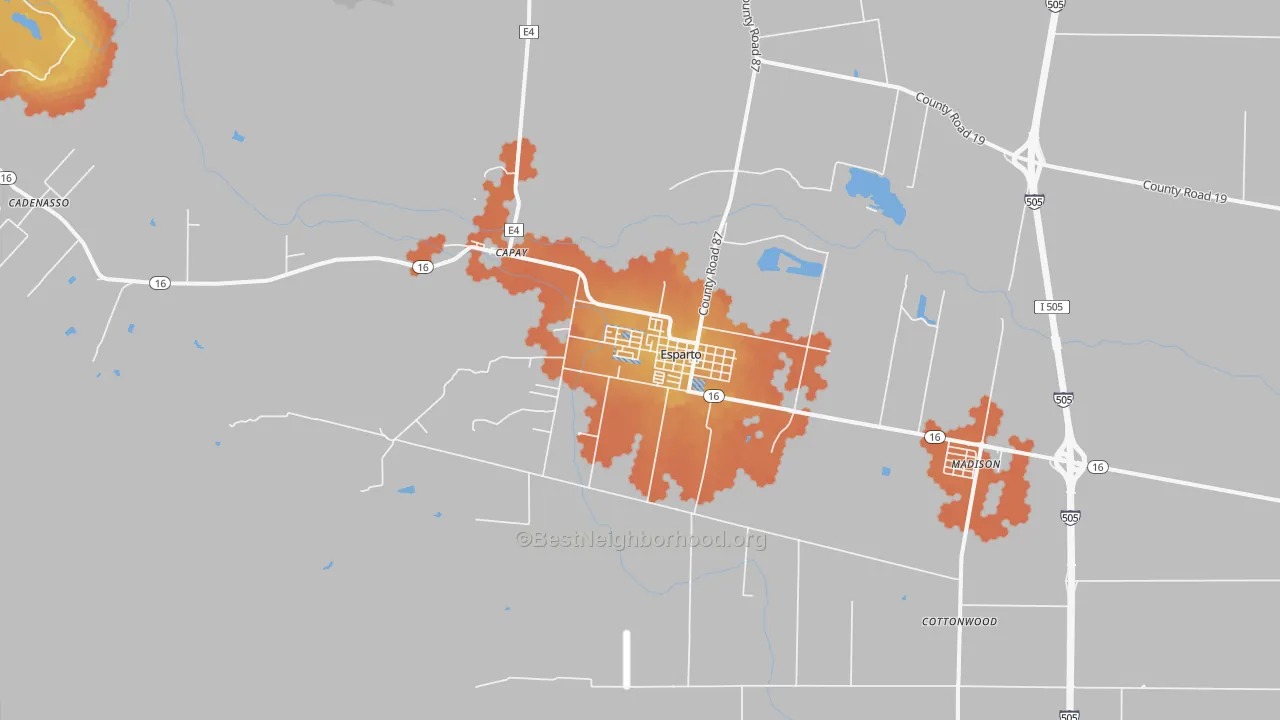 Bike Grade map of 95627, CA