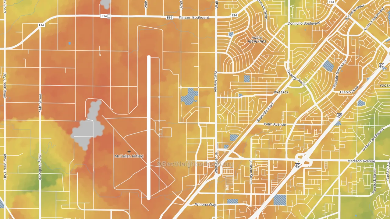 Bike Grade map of 95652, CA