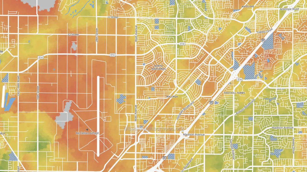 Bike Grade map of 95660, CA