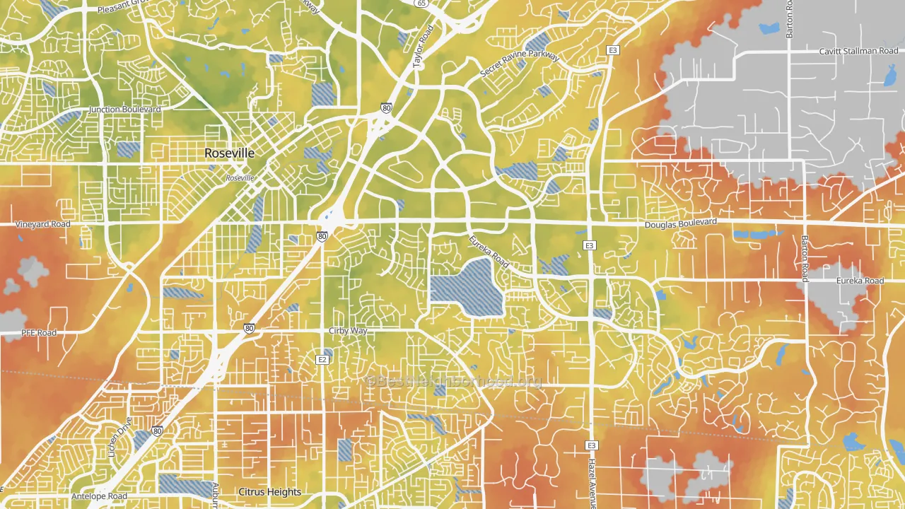 Bike Grade map of 95661, CA