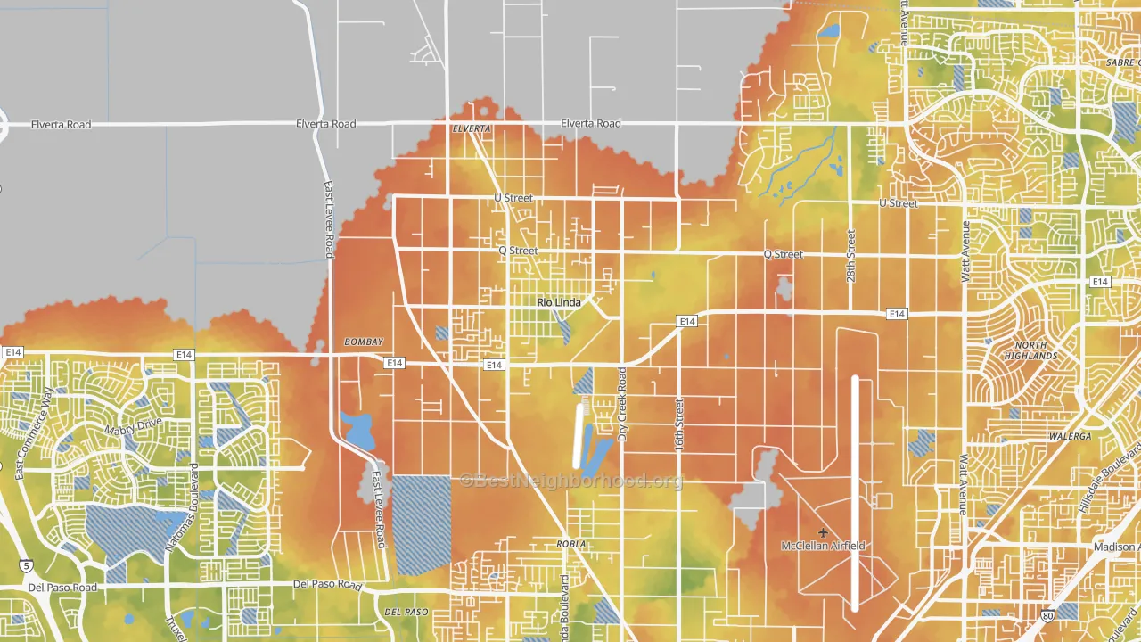 Bike Grade map of 95673, CA