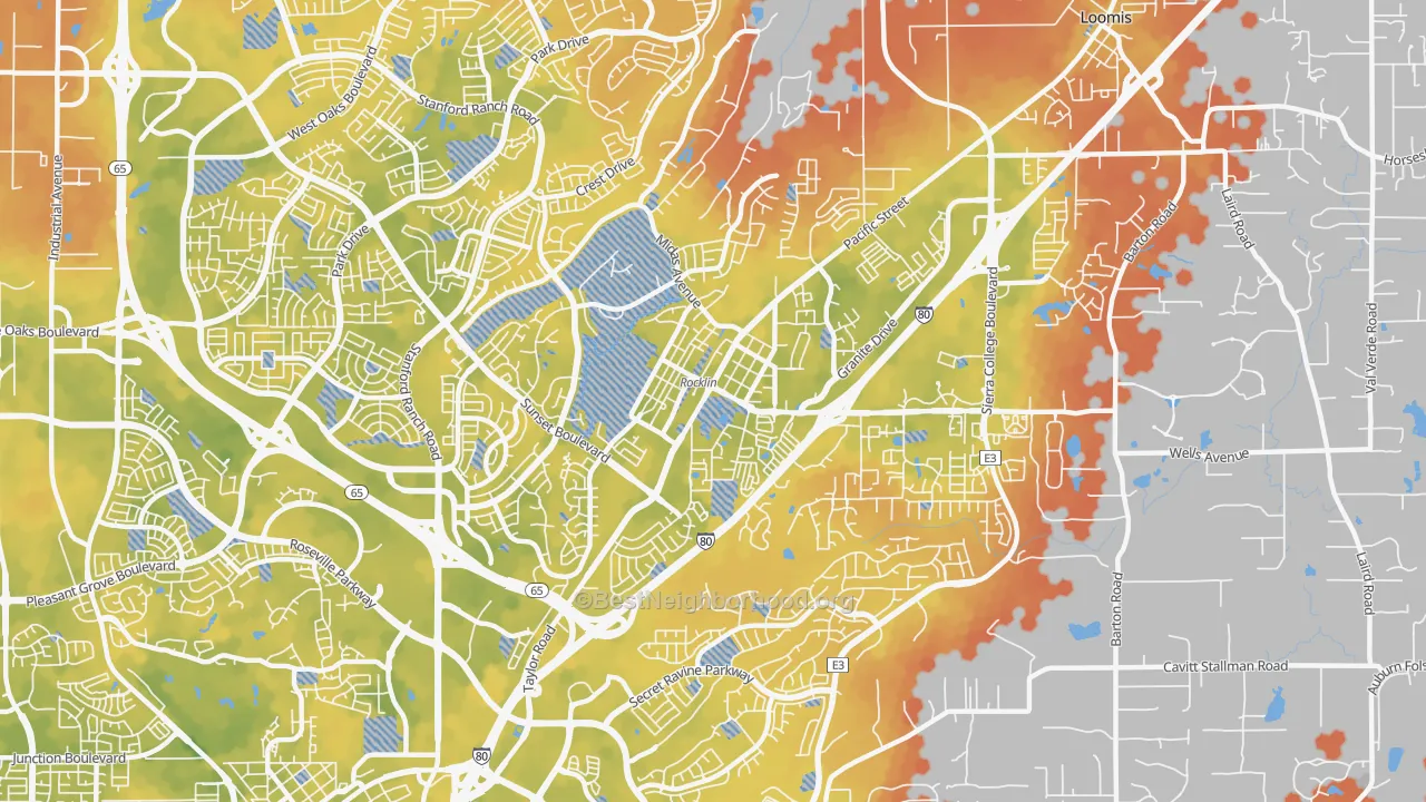 Bike Grade map of 95677, CA