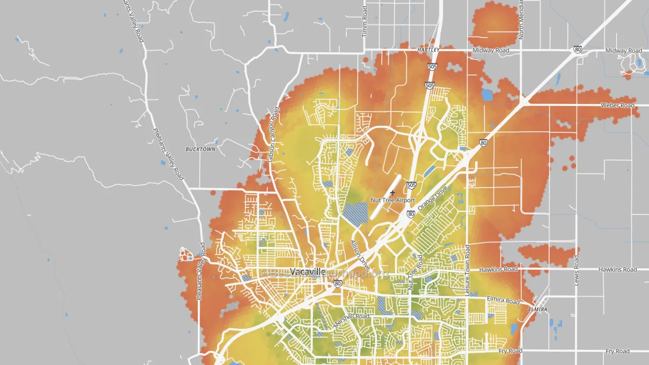 Bike Grade map of 95688, CA