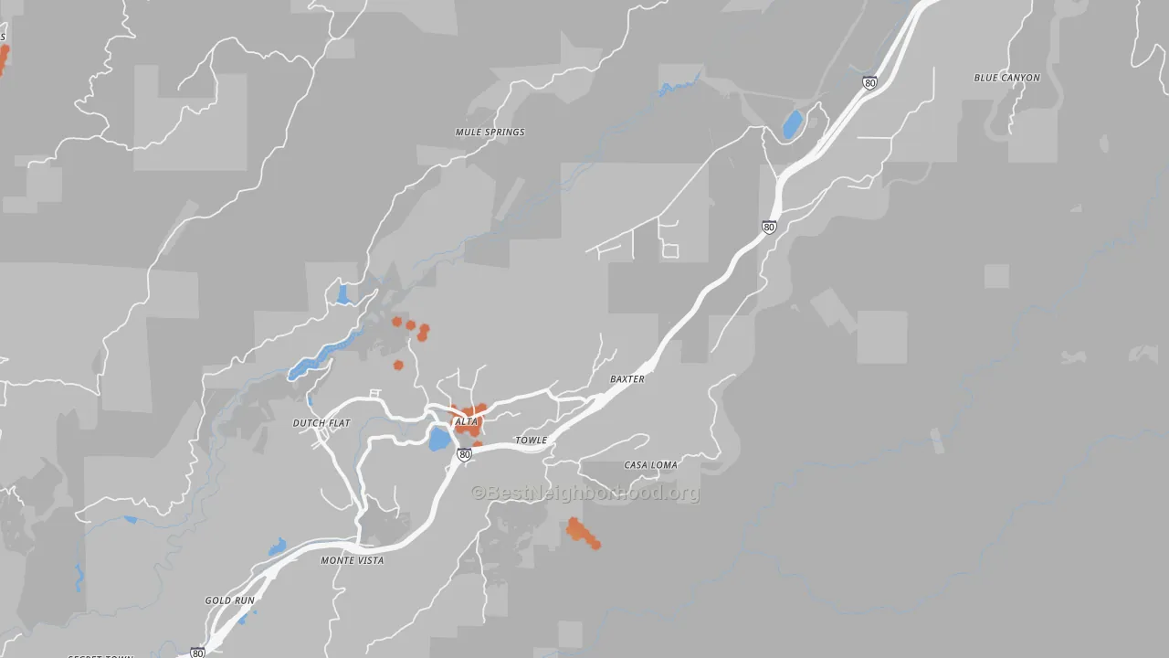 Bike Grade map of 95701, CA