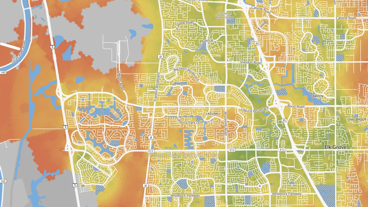Bike Grade map of 95758, CA