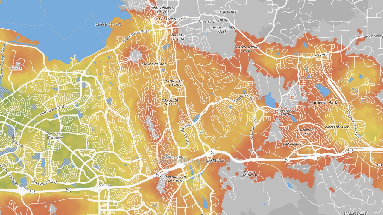 Bike Grade map of 95762, CA