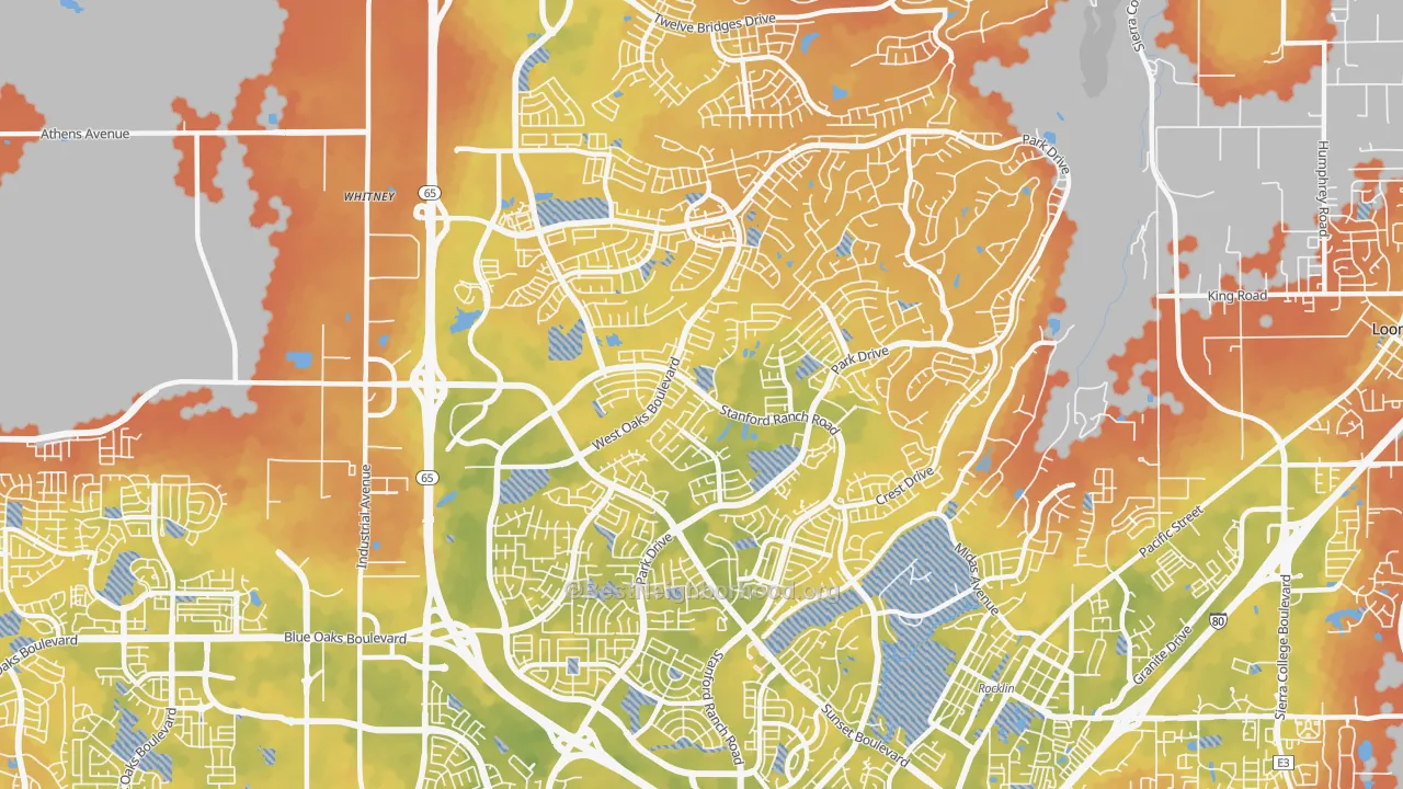 Bike Grade map of 95765, CA