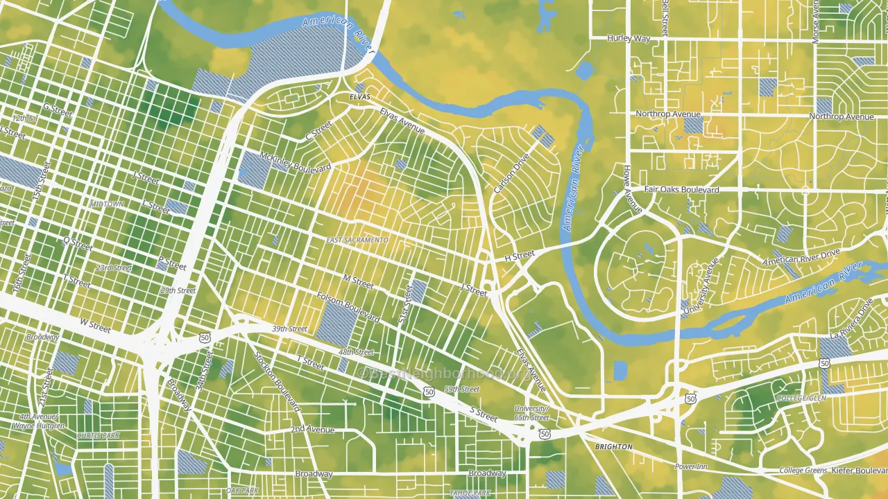 Bike Grade map of 95819, CA