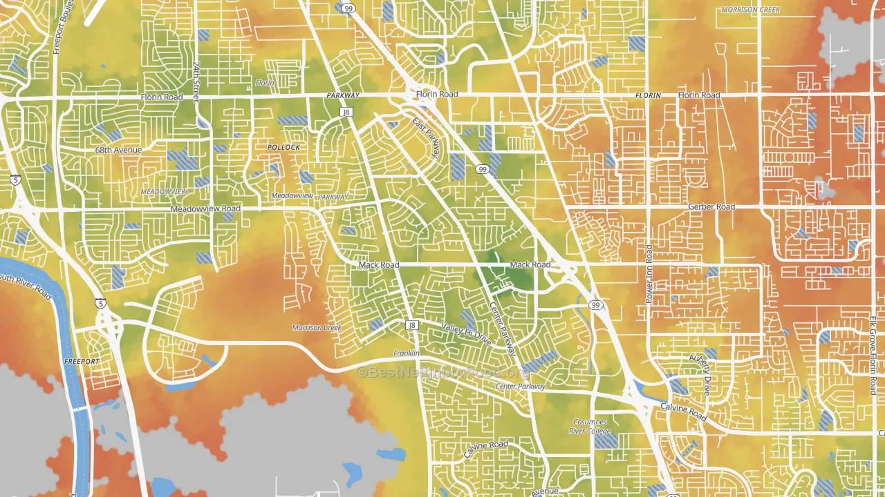 Bike Grade map of 95823, CA