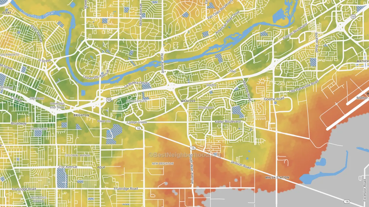 Bike Grade map of 95826, CA