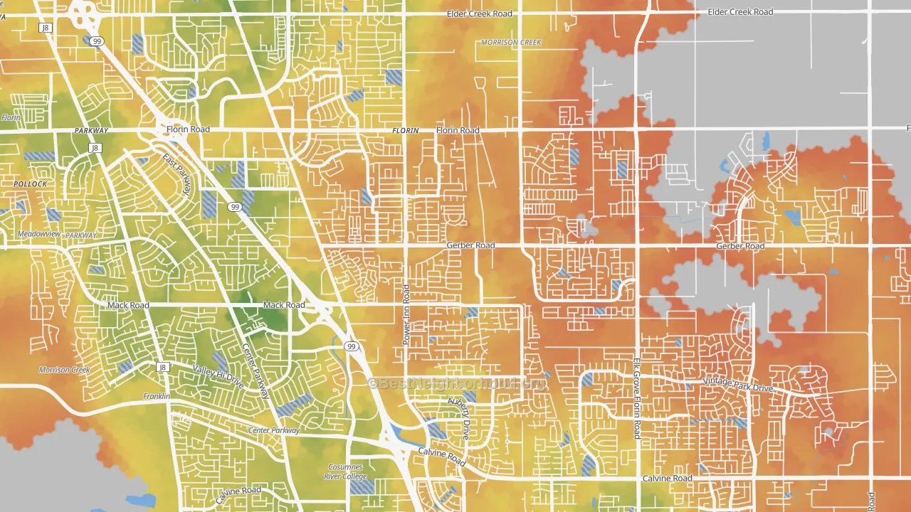 Bike Grade map of 95828, CA