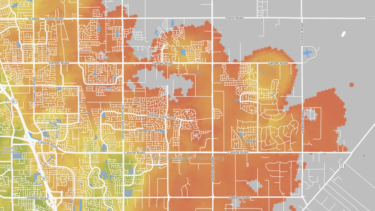 Bike Grade map of 95829, CA