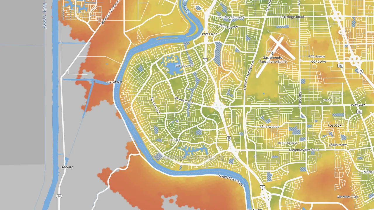 Bike Grade map of 95831, CA