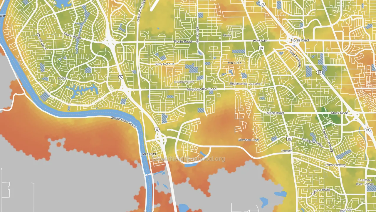 Bike Grade map of 95832, CA