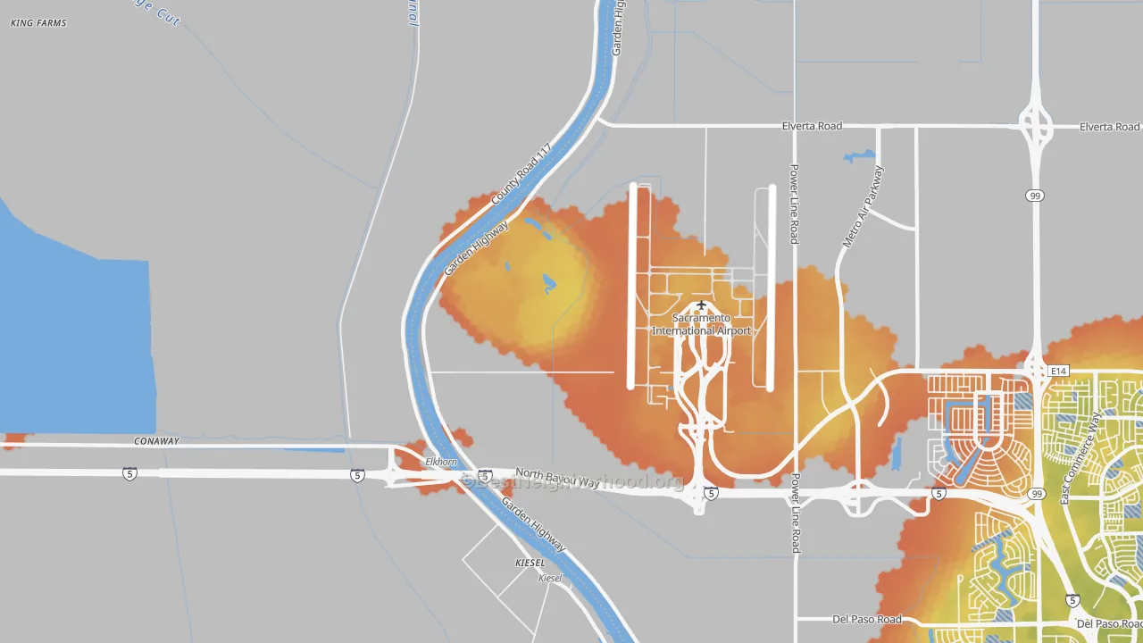 Bike Grade map of 95837, CA