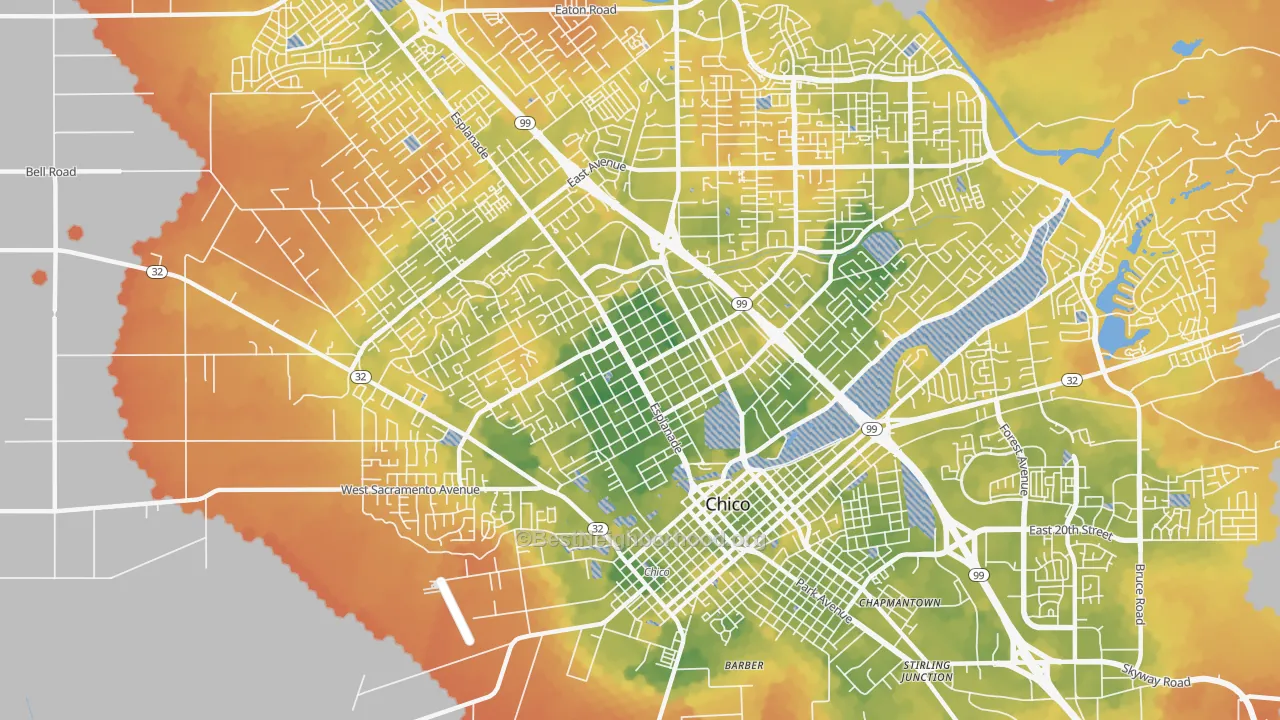 Bike Grade map of 95926, CA