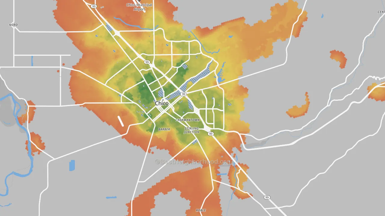 Bike Grade map of 95928, CA