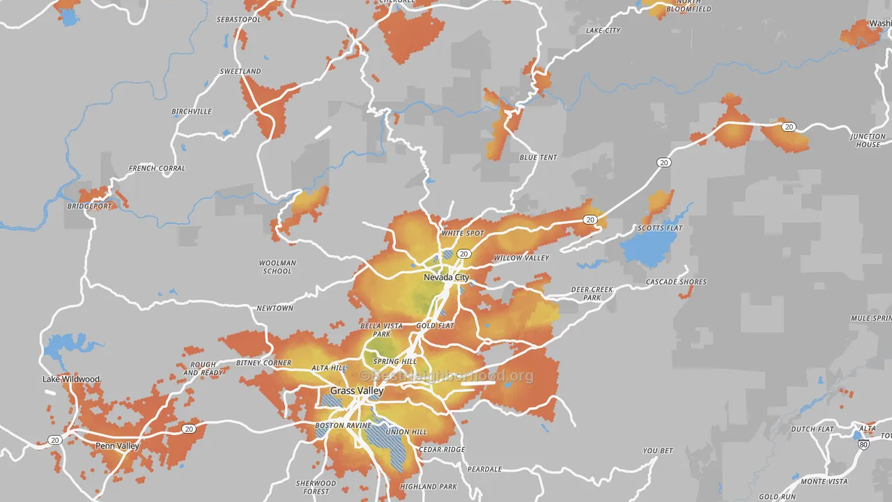 Bike Grade map of 95959, CA